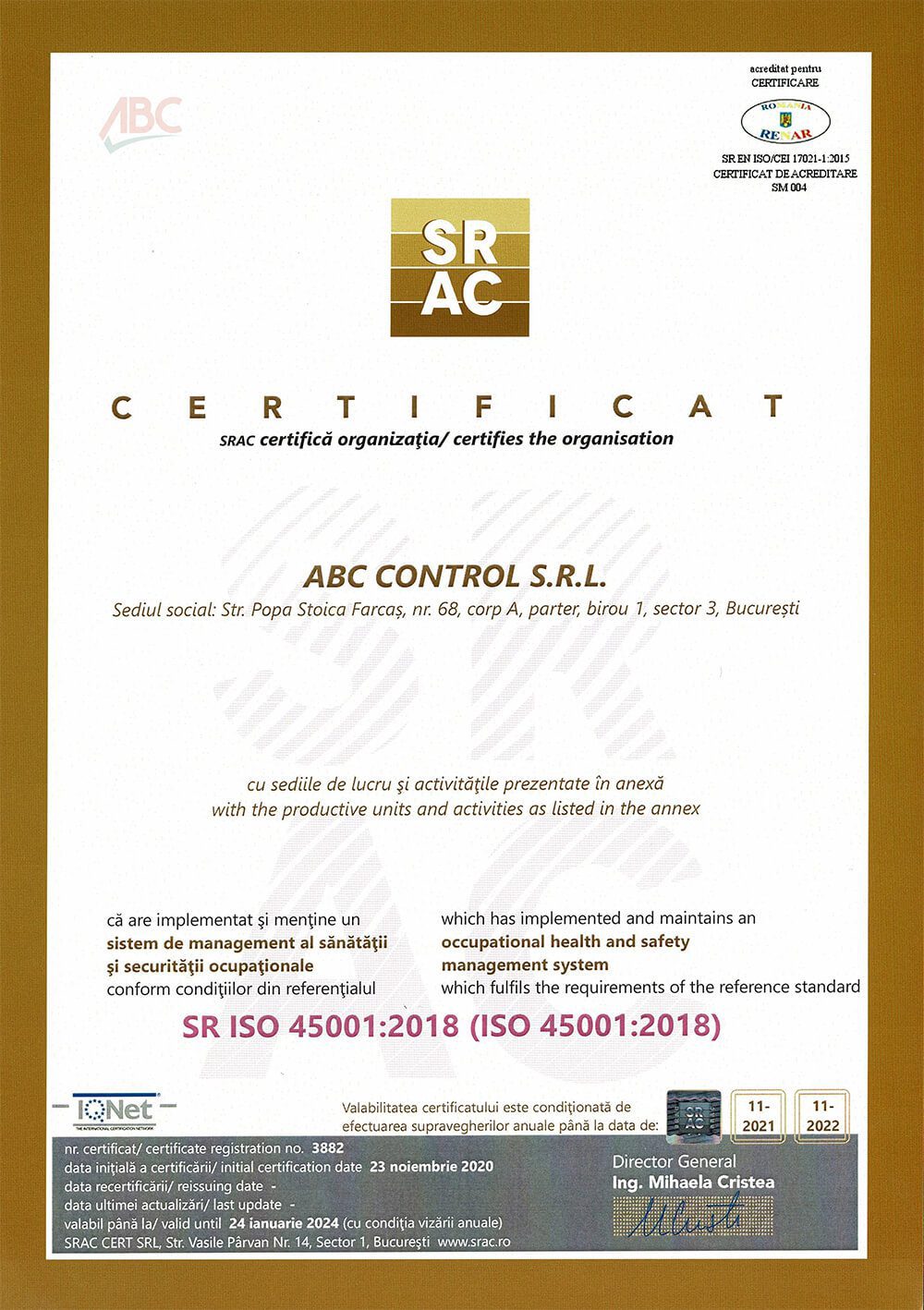 CERTIFICAT ISO 45001